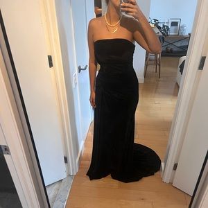 Strapless velvet prom dress. Made to order but never used, new with tags.